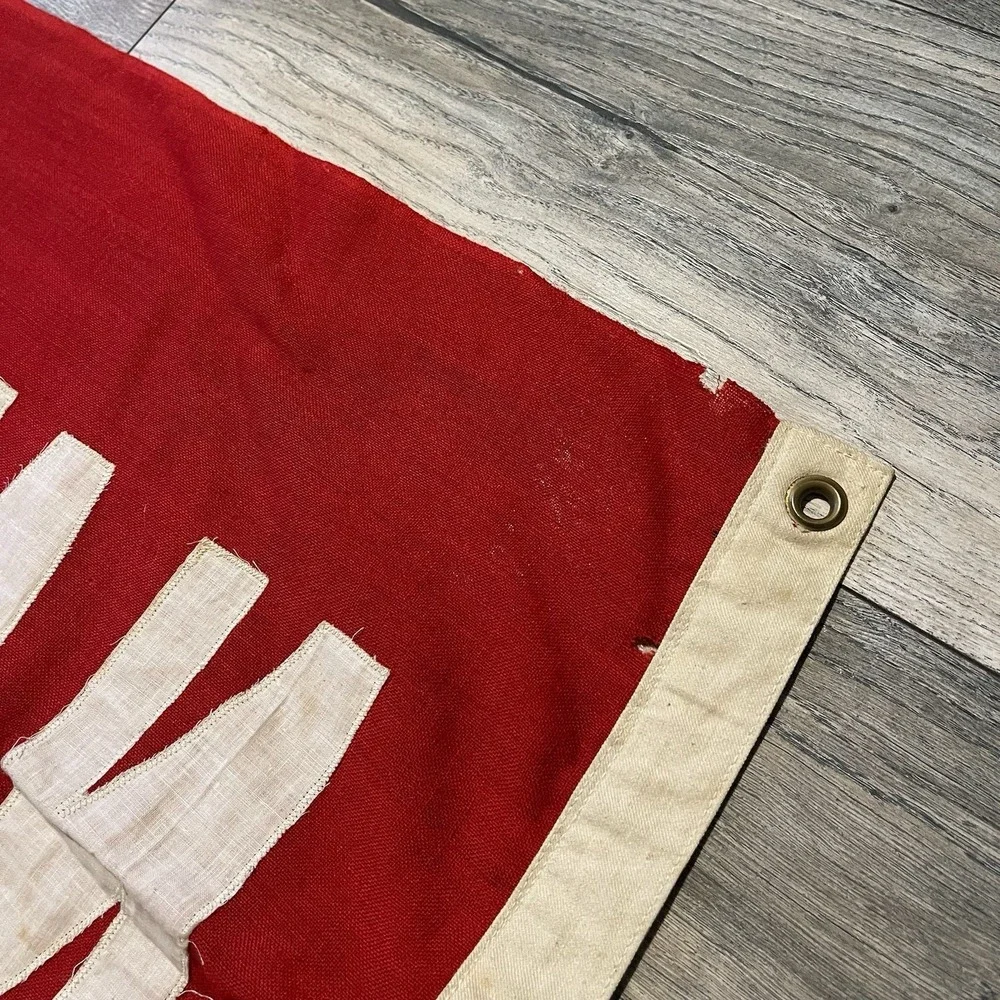 Vintage 40s 50s National Red Flag Stitched About 35